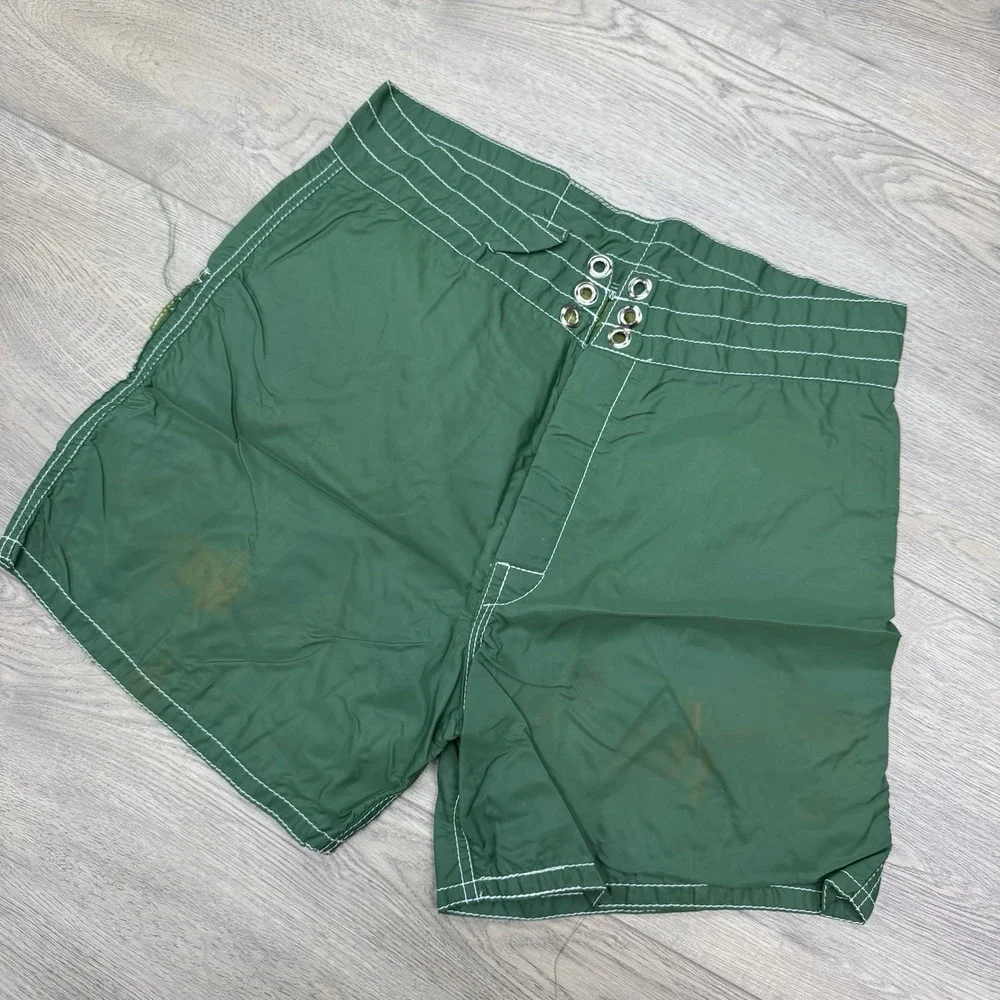 VTG‎ Birdwell Beach Britches Green Swim Trunks Men's Short FLAW Pocket